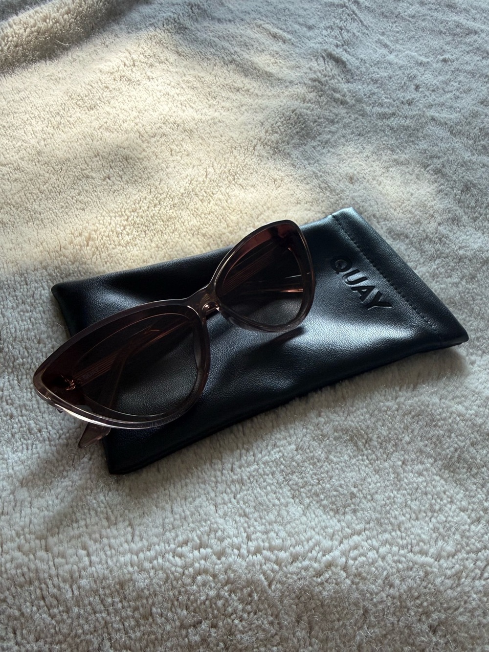 Quay Australia Cat Eye Sunglasses - Tempted Brown rose tone Translucent Frame